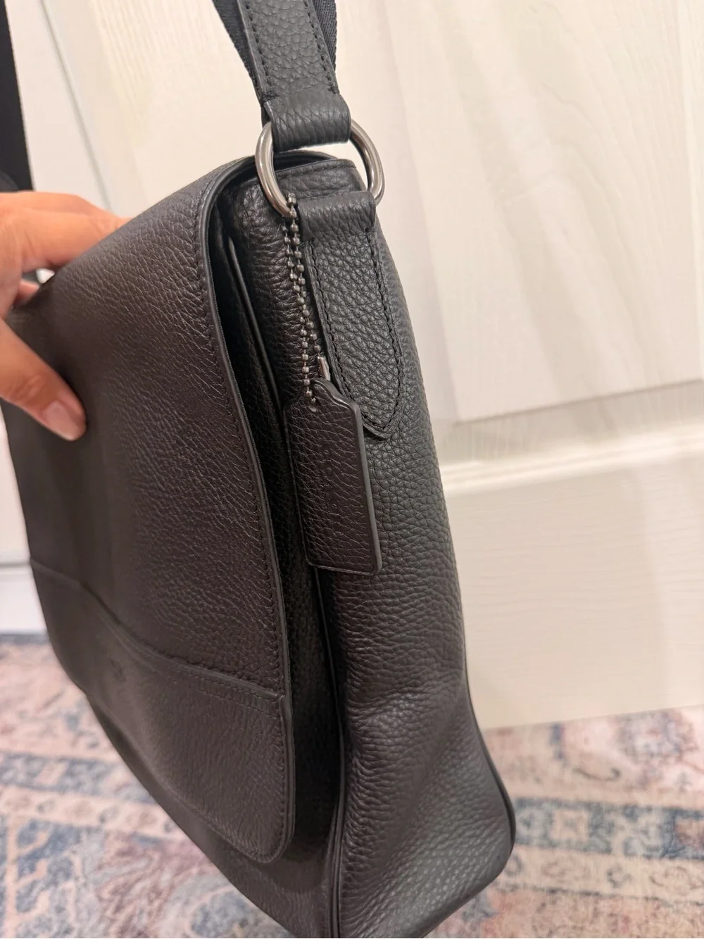 Coach Black Pebbled Leather Men's Messenger Bag